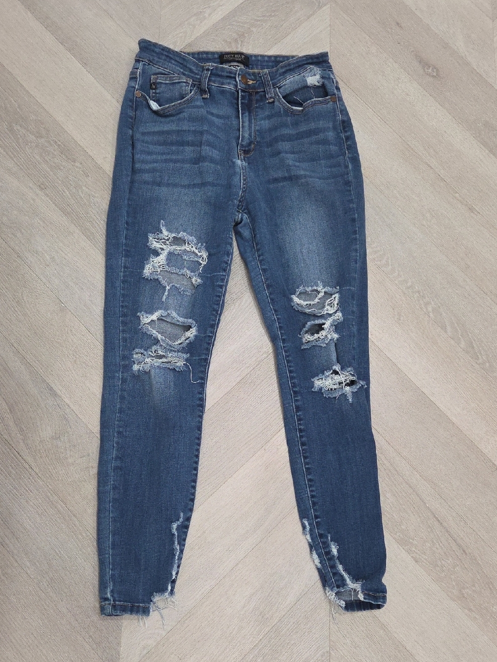 Judy Blue Piper Mid Rise Destroyed Skinny Jeans, Size 9/29